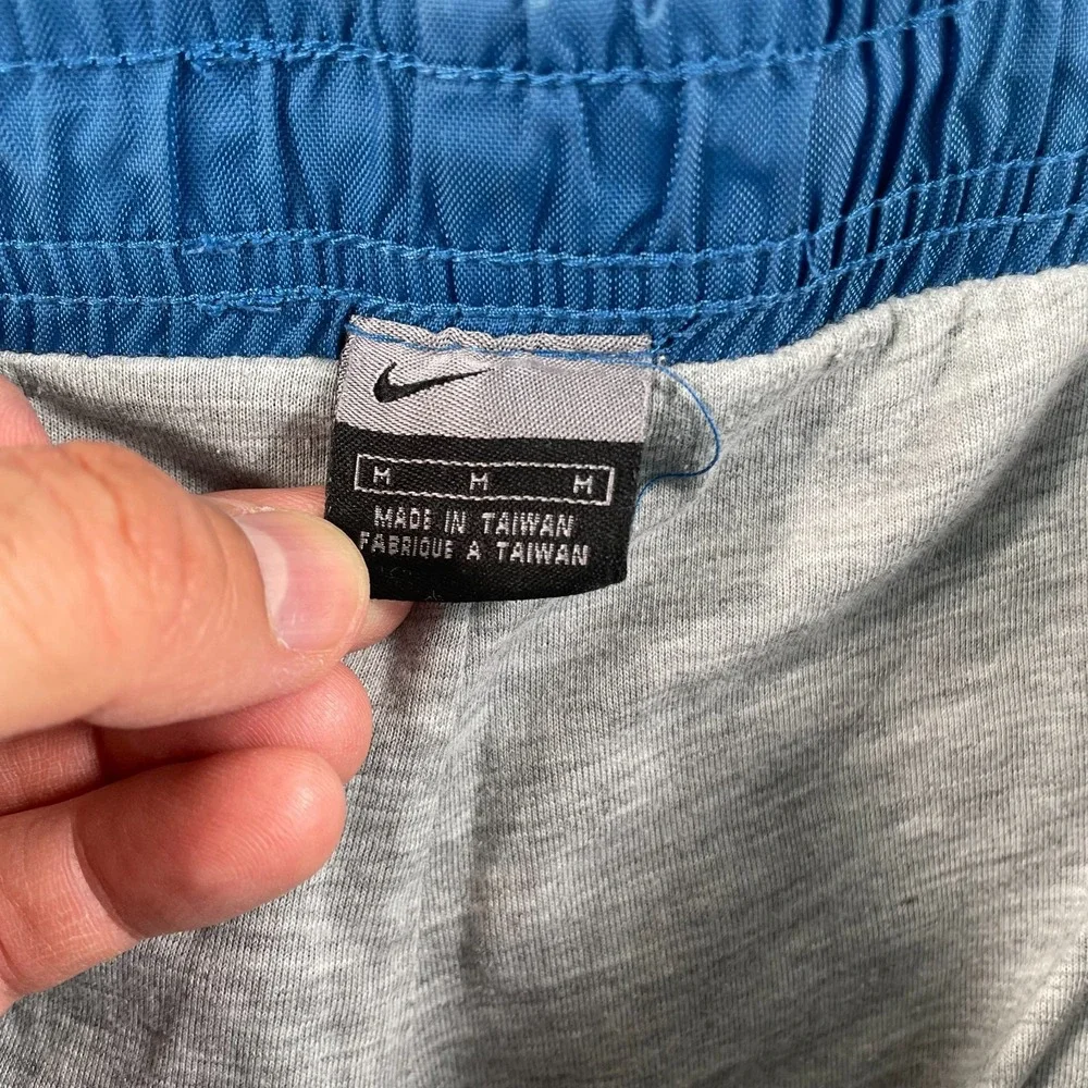 Vintage Nike Track Baggy Lined Pants Men Medium 36x30 Blue Swoosh‎ Zip Pockets
